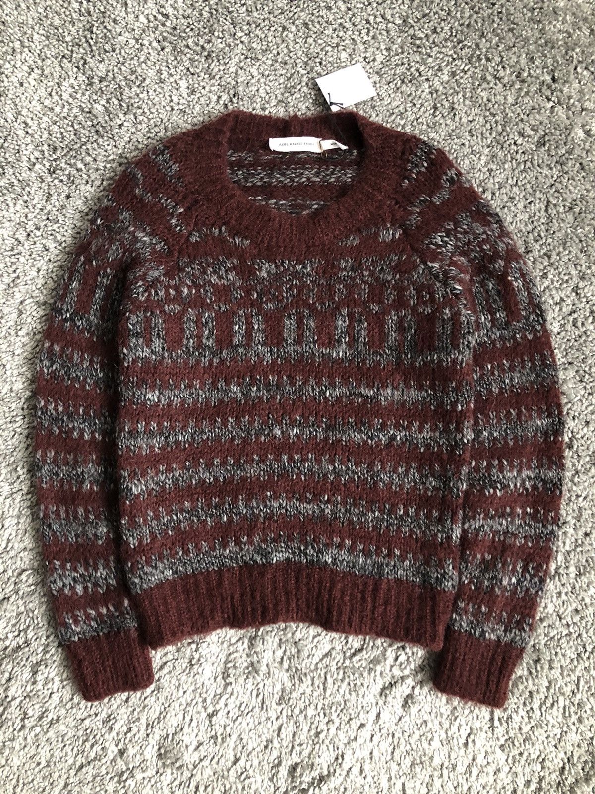 image of Archival Clothing x Isabel Marant Etoile Mohair Fur Fuzzy Mesh Archive Sweater in Red, Women's (Siz