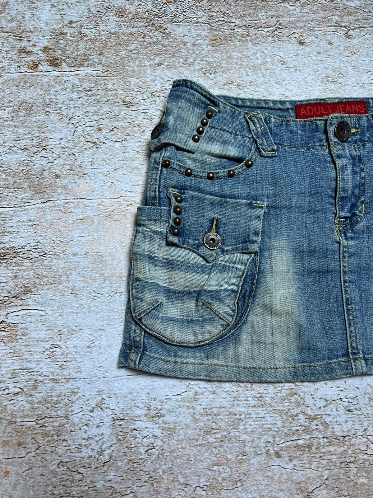 Japanese Brand Vintage cargo denim mini skirt Size 28" / US 6 / IT 42 - 2 Thumbnail