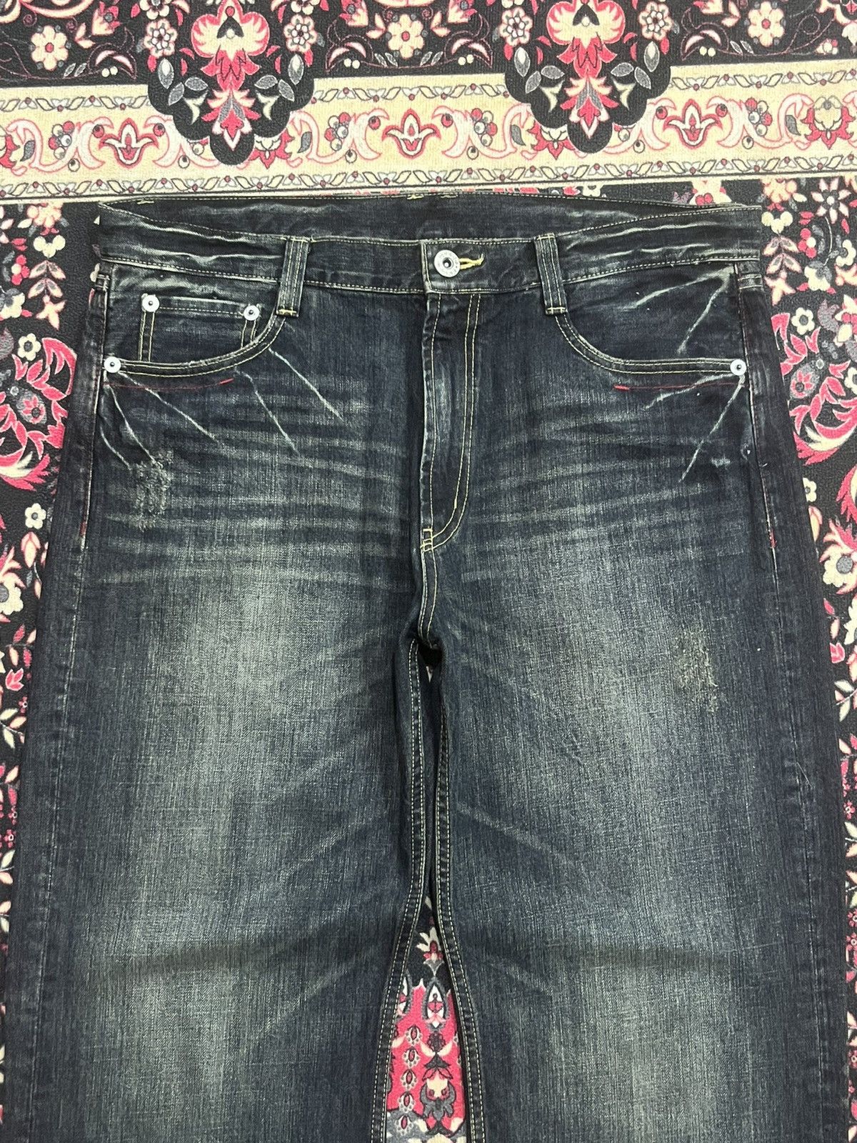 If Six Was Nine Vintage Japanese Agate Rhinestone Angelic Wing Flare Jeans Size US 36 / EU 52 - 4 Thumbnail