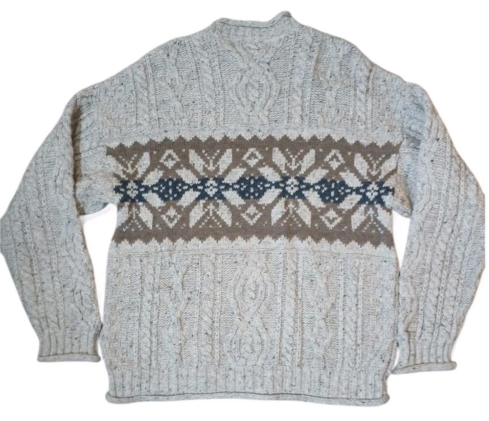 Aran Crafts Arancrafts Fair Isle Mens Large 100% Wool Sweater 70's Size US L / EU 52-54 / 3 - 3 Thumbnail