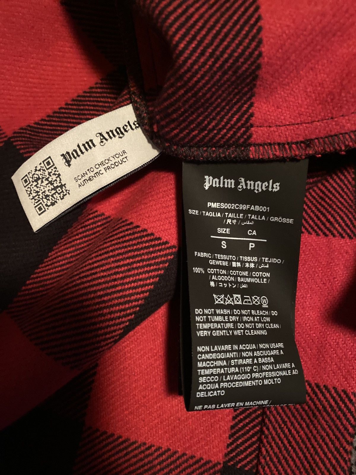 Palm Angels MENS PALM ANGELS BUTTON DOWN FLANNEL RED Size US S / EU 44-46 / 1 - 8 Thumbnail