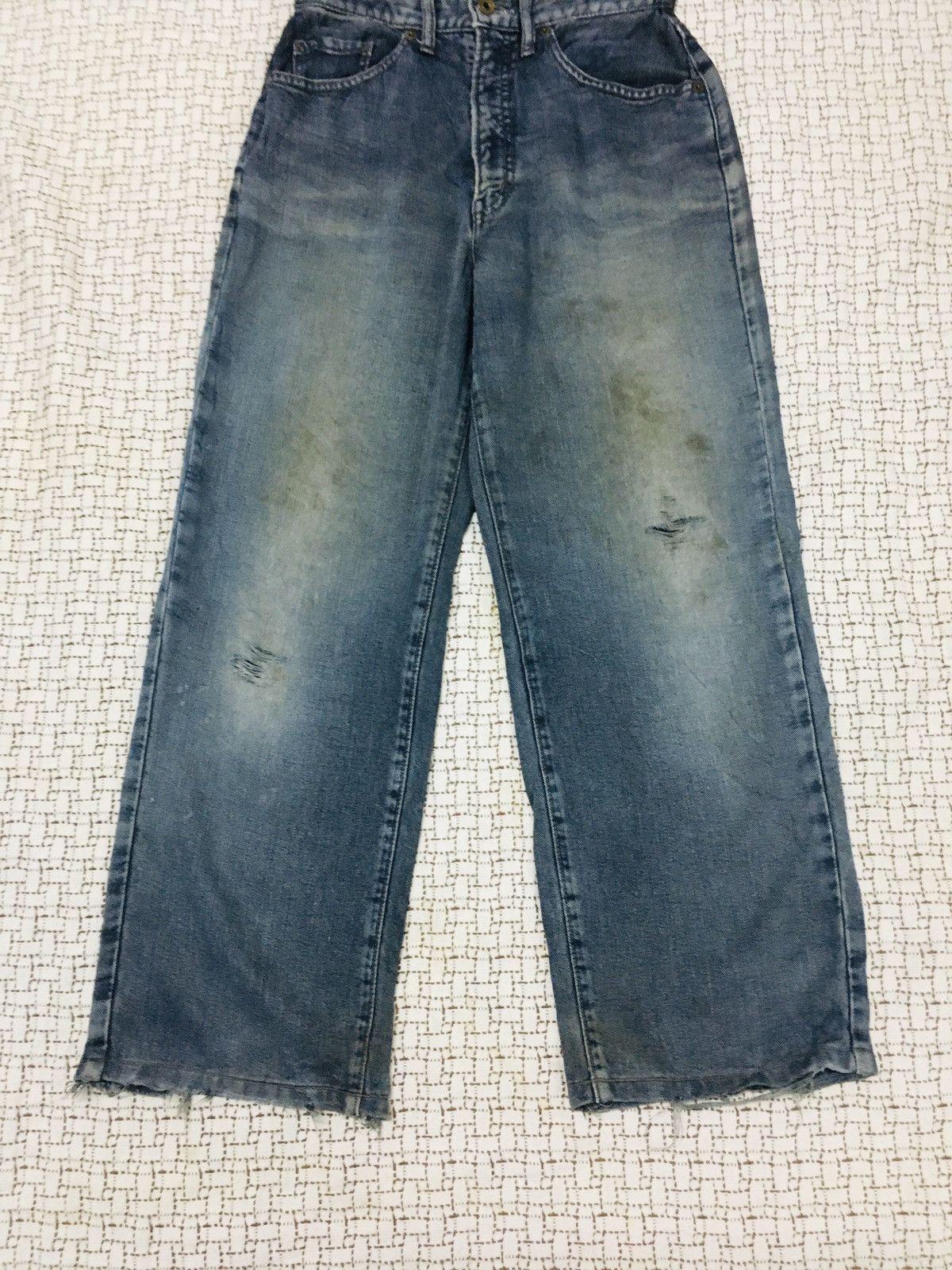 Japanese Brand Brappers Soft Denim Distressed Jeans (17) Size US 27 - 3 Thumbnail