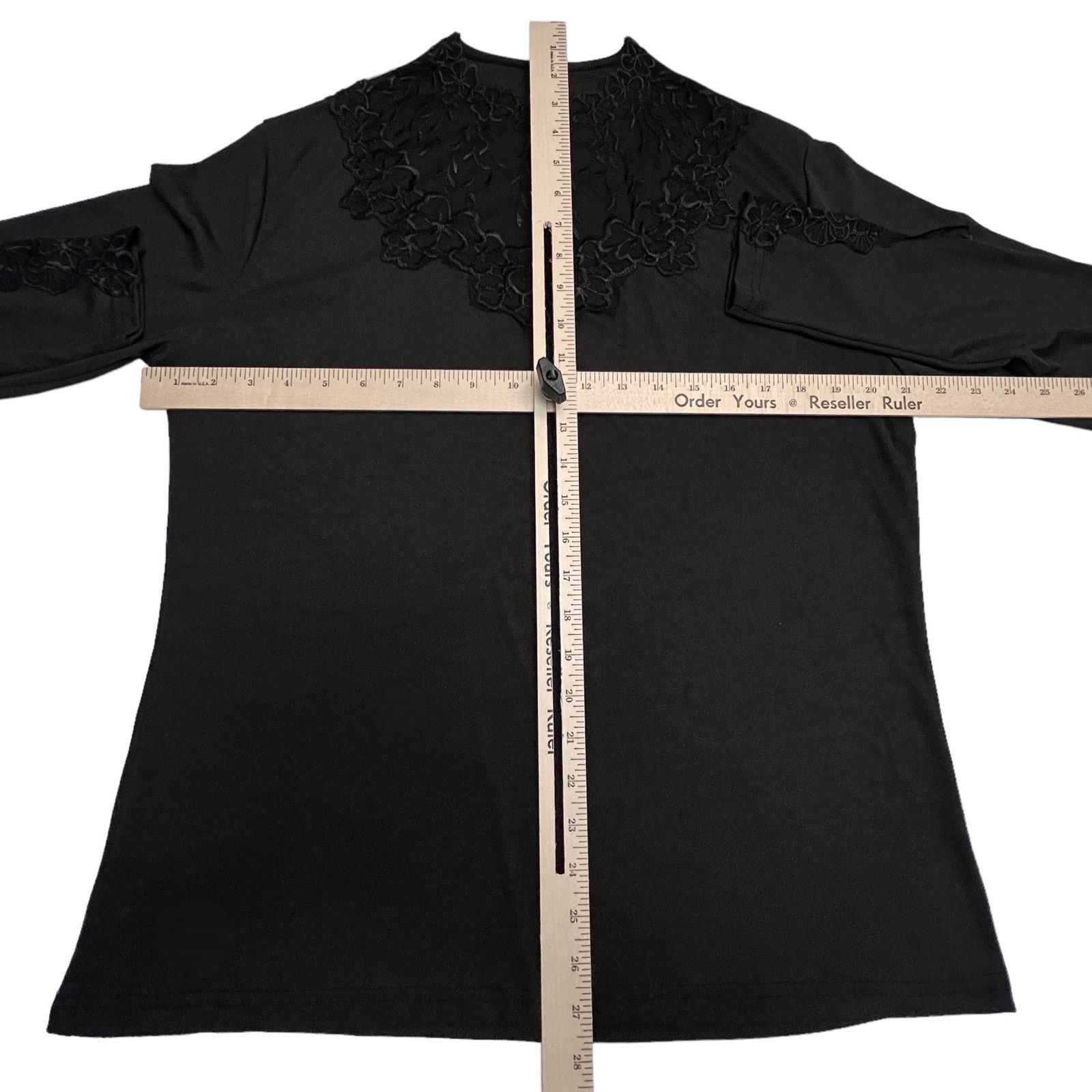 Other Woman’s Black Long Sleeve Top with Floral Lace Accents Size 3XL / US 20-22 - 8 Thumbnail