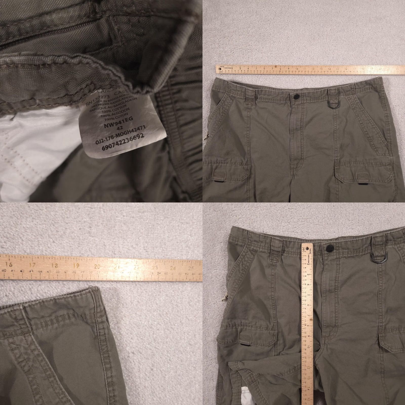 Wrangler Wrangler Cargo Shorts Mens 42 Green Elastic Waist Utility Pockets 7 Inseam Size US 42 / EU 58 - 8 Thumbnail
