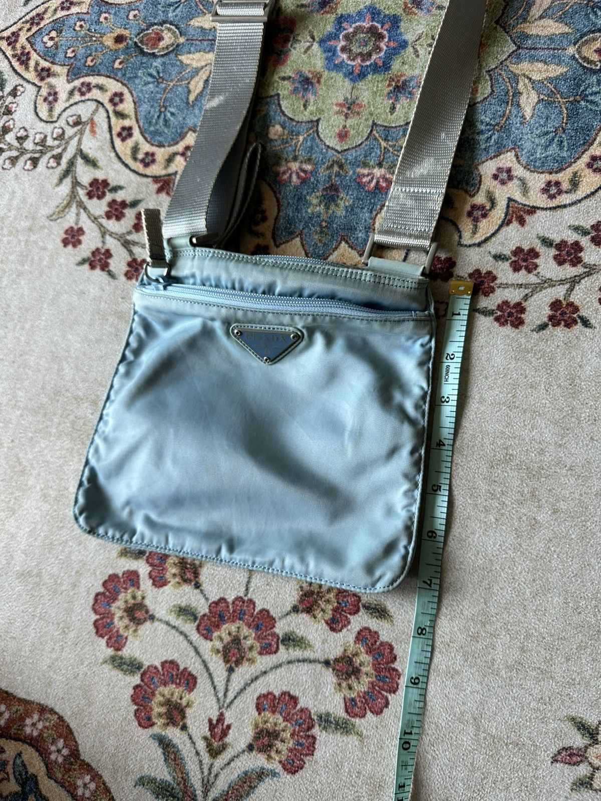 Prada × Vintage Vintage 2000s Prada Nylon Blue Messenger Crossbody Bag Size ONE SIZE - 13 Thumbnail