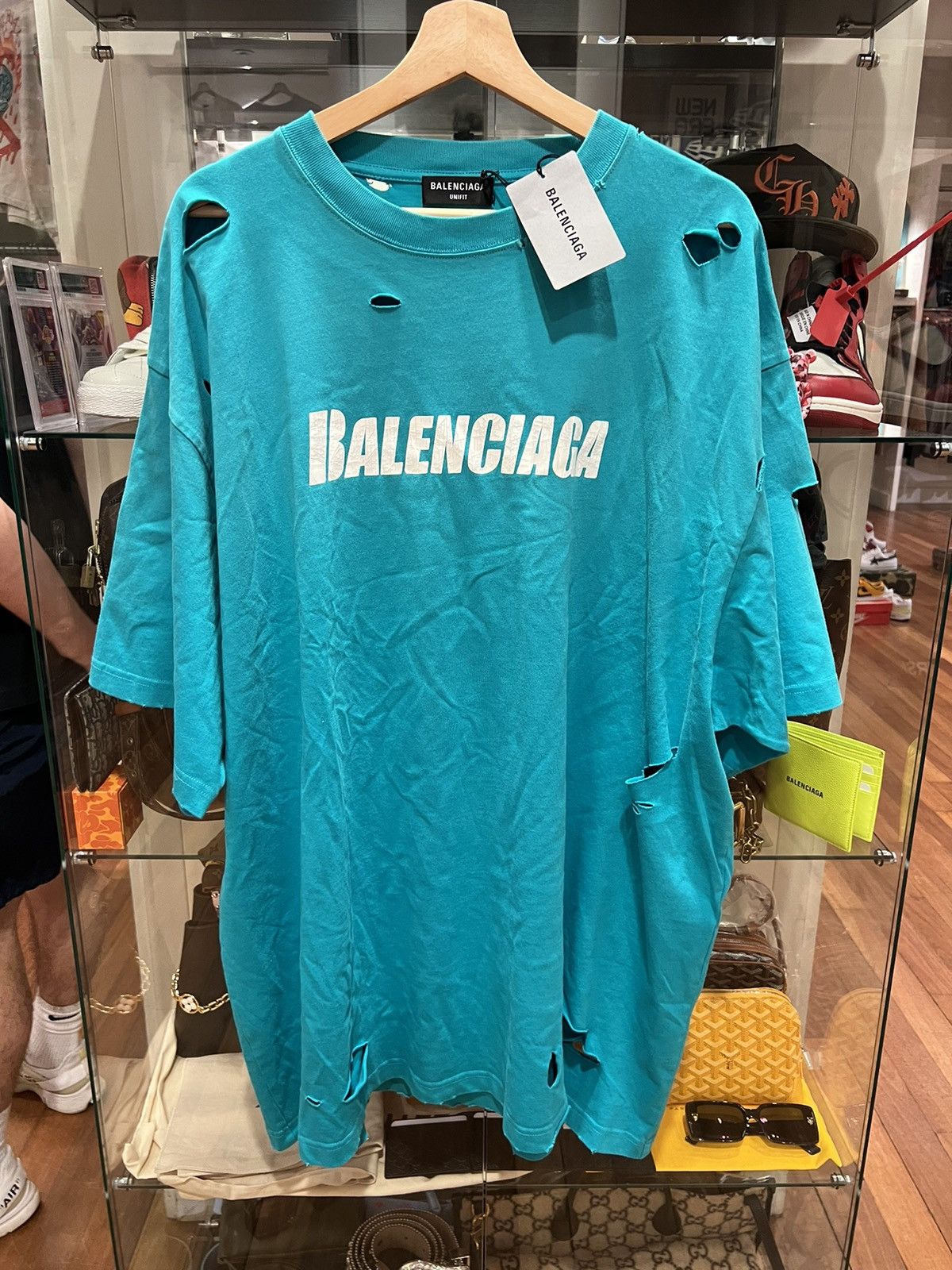 Image of Balenciaga Distressed Graphic Shirt , Men's (Size XL)