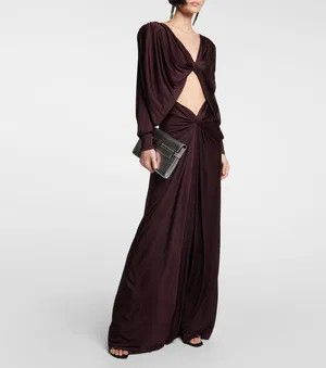 Saint Laurent Paris o1bcso1str1124 Gown in Coffee Size XL / US 12-14 / IT 48-50 - 1 Thumbnail
