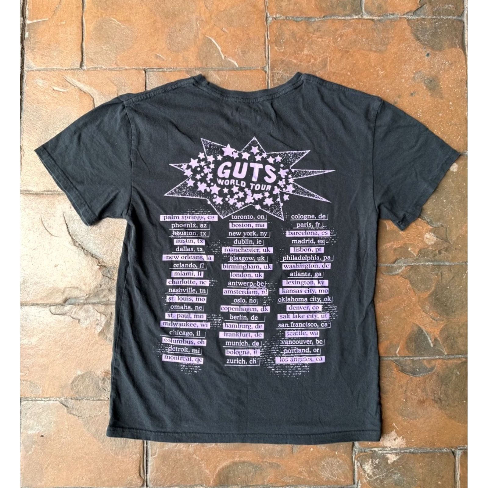 Vintage VINTAGE Olivia Rodrigo Guts Album Concert Tour T-Shirt XS Black Cotton Graphic Print Logo Men Short Sleeve Crew Neck Official Merch Size US XS / EU 42 / 0 - 3 Thumbnail