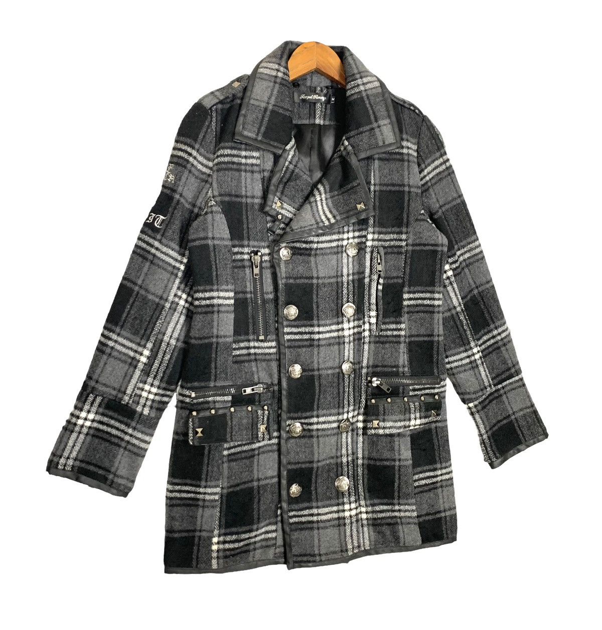 Japanese Brand Vintage Sexpot Revenge Punk Wool Double Breasted Trench Coat Size M / US 6-8 / IT 42-44 - 4 Thumbnail