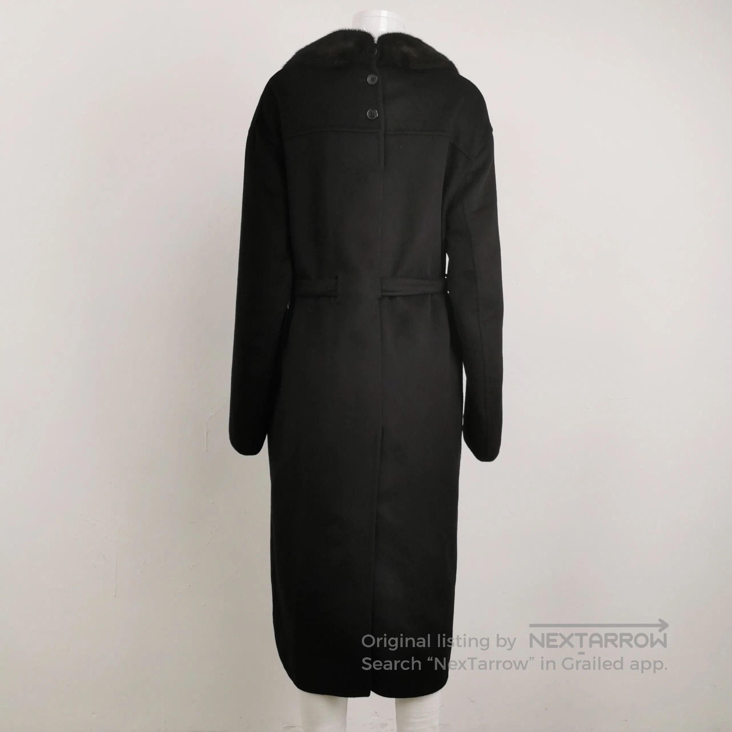 Prada Prada Black Wool Blend Long Coat with Fur Collar . Size US L / EU 52-54 / 3 - 1 Thumbnail