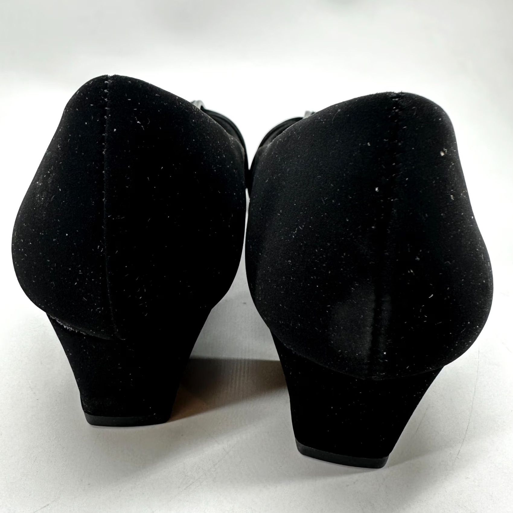 Vintage Easy Street Pump Heels Black Women's 6M Suede Slip On Almond Toe Casual Comfort Chinese Made Block Heel Size US 6 / IT 36 - 5 Thumbnail