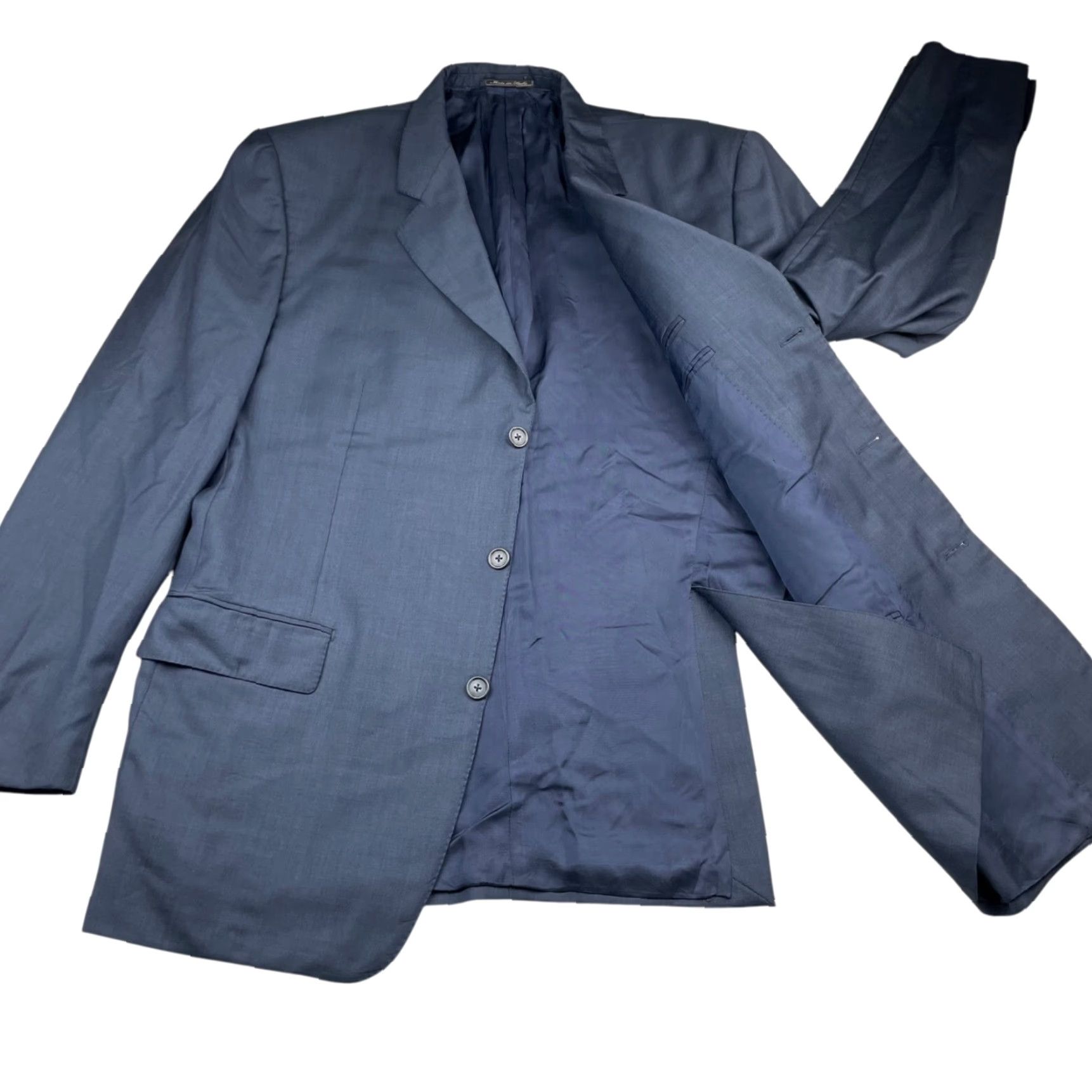 Corneliani Corneliani Blazer Jacket Navy Blue 3-Button Wool 46L US 56 EU Men RPM Notch Lapel Italy Viscose Lining Long Size 46R - 3 Thumbnail