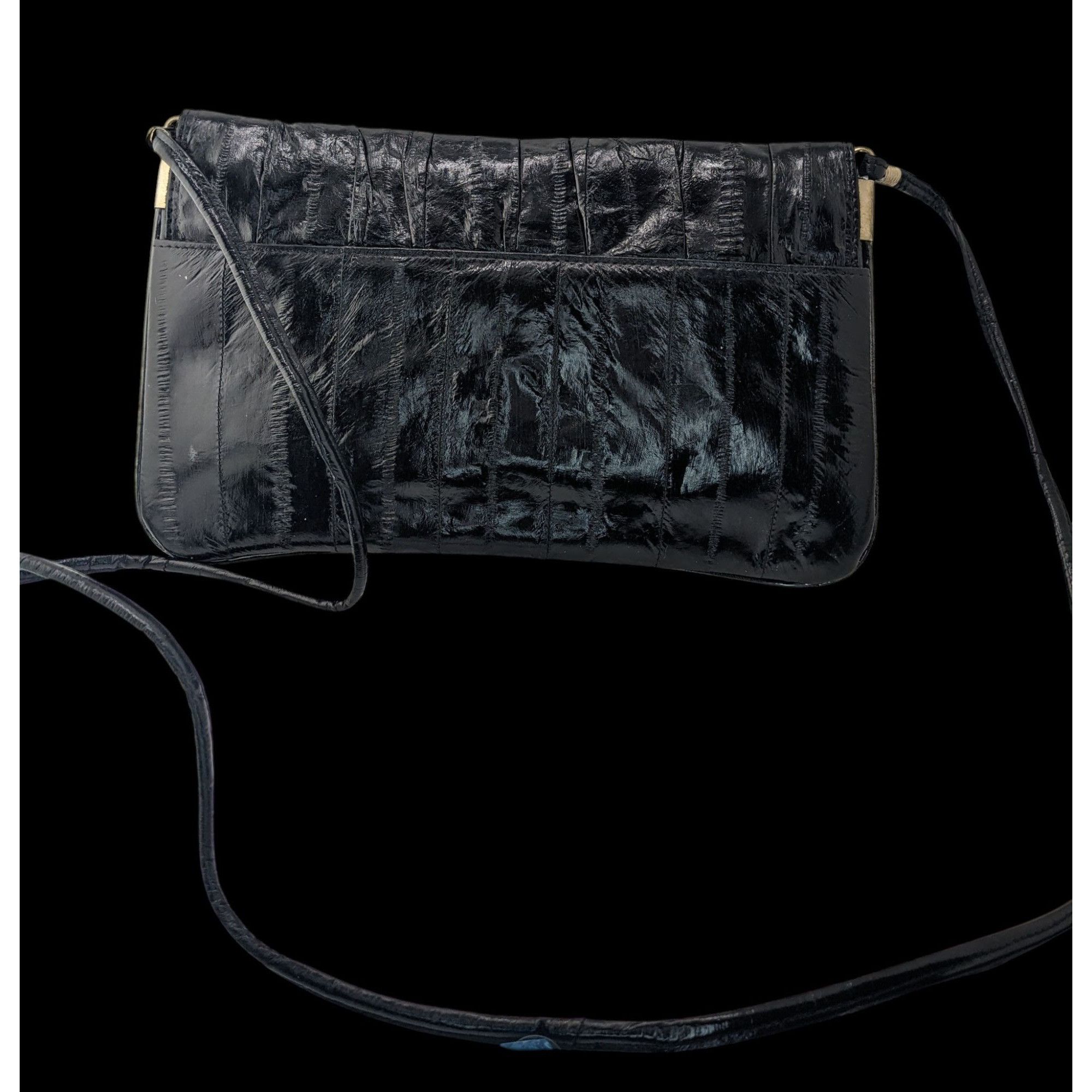 Other Vintage 80s Genuine Eel Skin Black Clutch Purse With 22-Inch Size ONE SIZE - 2 Thumbnail