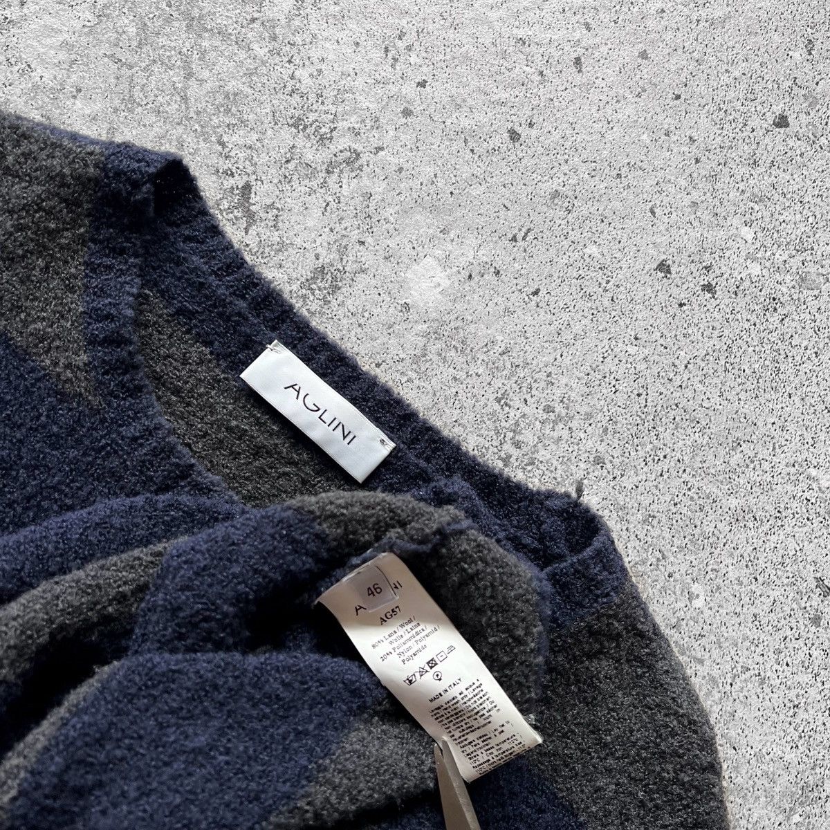 AGLINI Aglini Mens Blue Gray Long Sleeve Sweater Pullover Striped Size US S / EU 44-46 / 1 - 4 Thumbnail