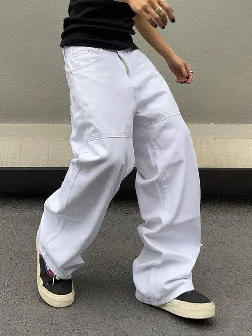 Casua Fit Wide Leg White Jeans
