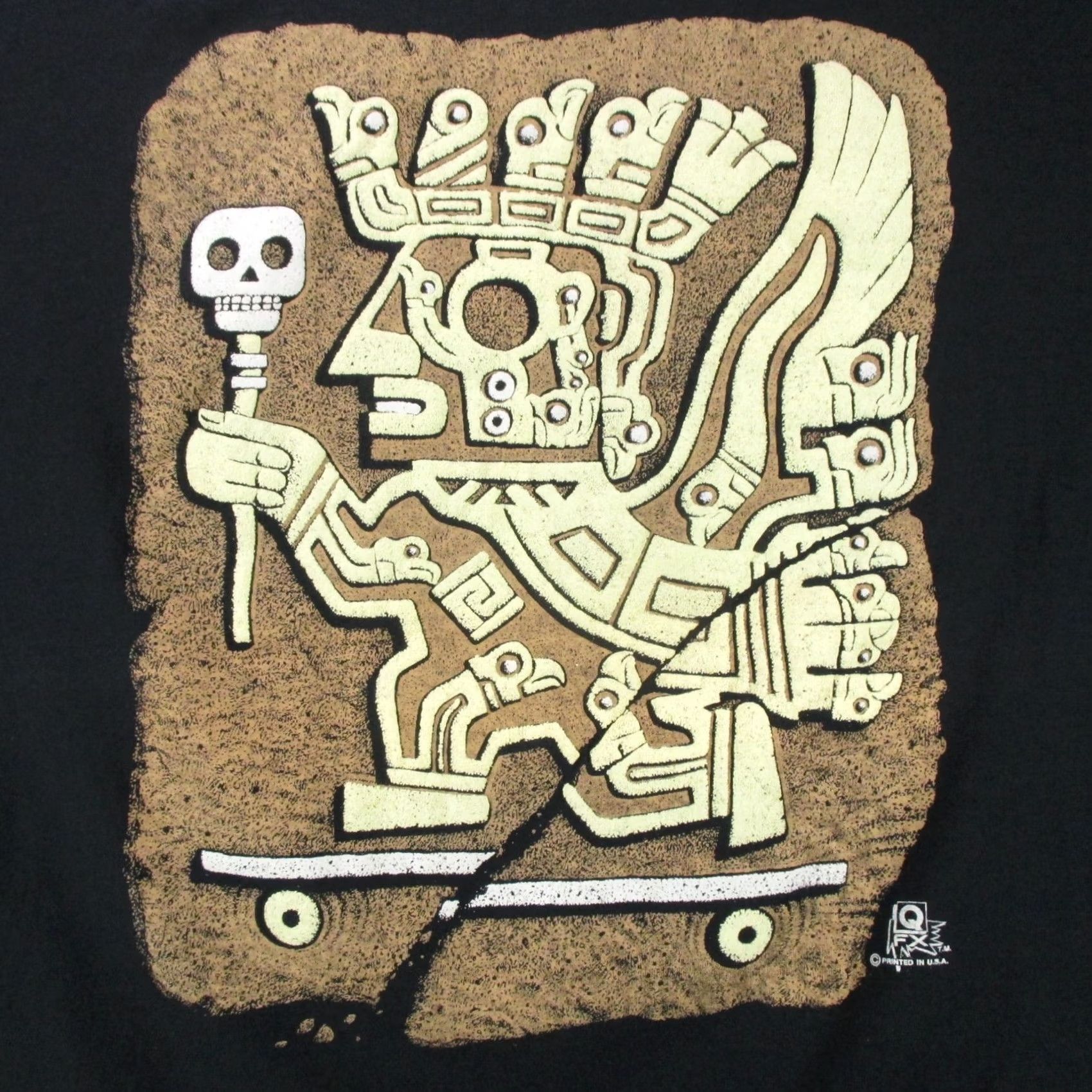 Vintage VINTAGE 80s SUN GOD VIRACOCHA INCA SKATEBOARD T-Shirt Black Screen Stars L/XL skate single stitch Men Size US L / EU 52-54 / 3 - 5 Thumbnail