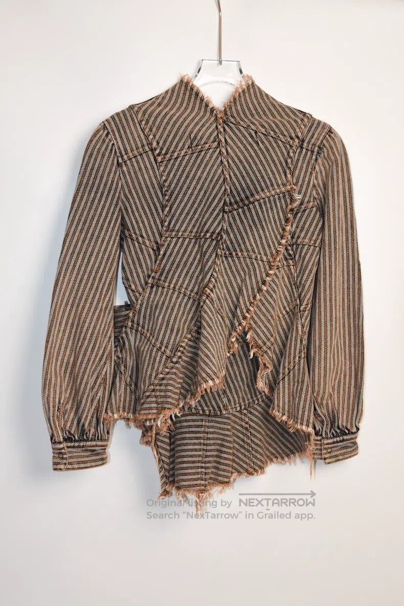 Junya Watanabe Junya Watanabe Asymmetric cut frayed brown striped top Size S / US 4 / IT 40 - 6 Thumbnail