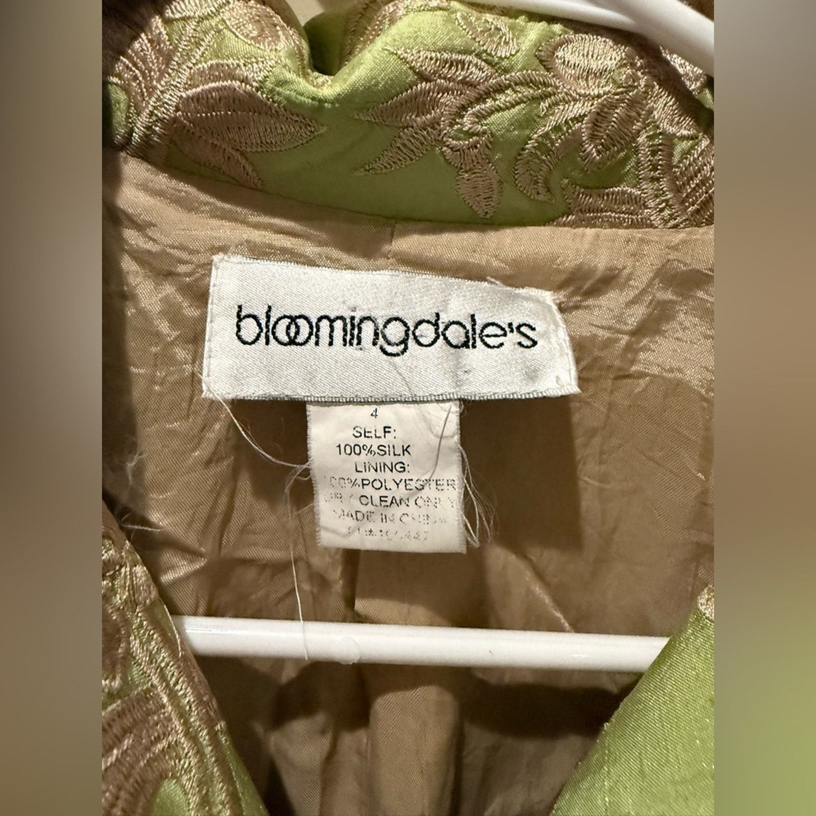 Bloomingdale's Bloomingdale’s Silk Floral Embroidered Jacket Green Taupe 4 Size S / US 4 / IT 40 - 5 Thumbnail