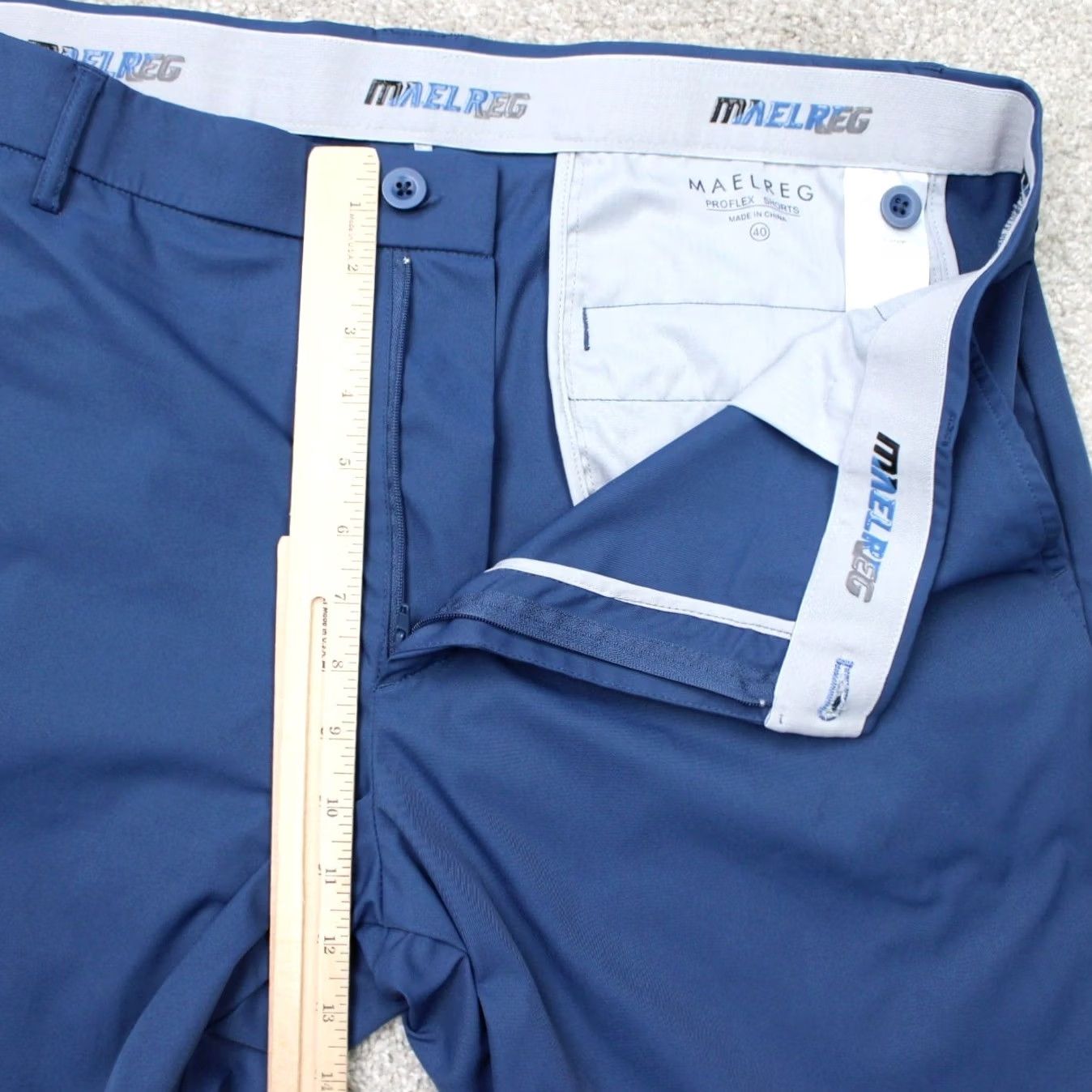 Vintage Maelreg Shorts Mens 40 Blue ProFlex 7" Golf Performance Polyester Casual Chino Moisture Wicking Pockets Slim/Regular Front Flat Front Sport 2000s Mens Size US 40 / EU 56 - 7 Thumbnail