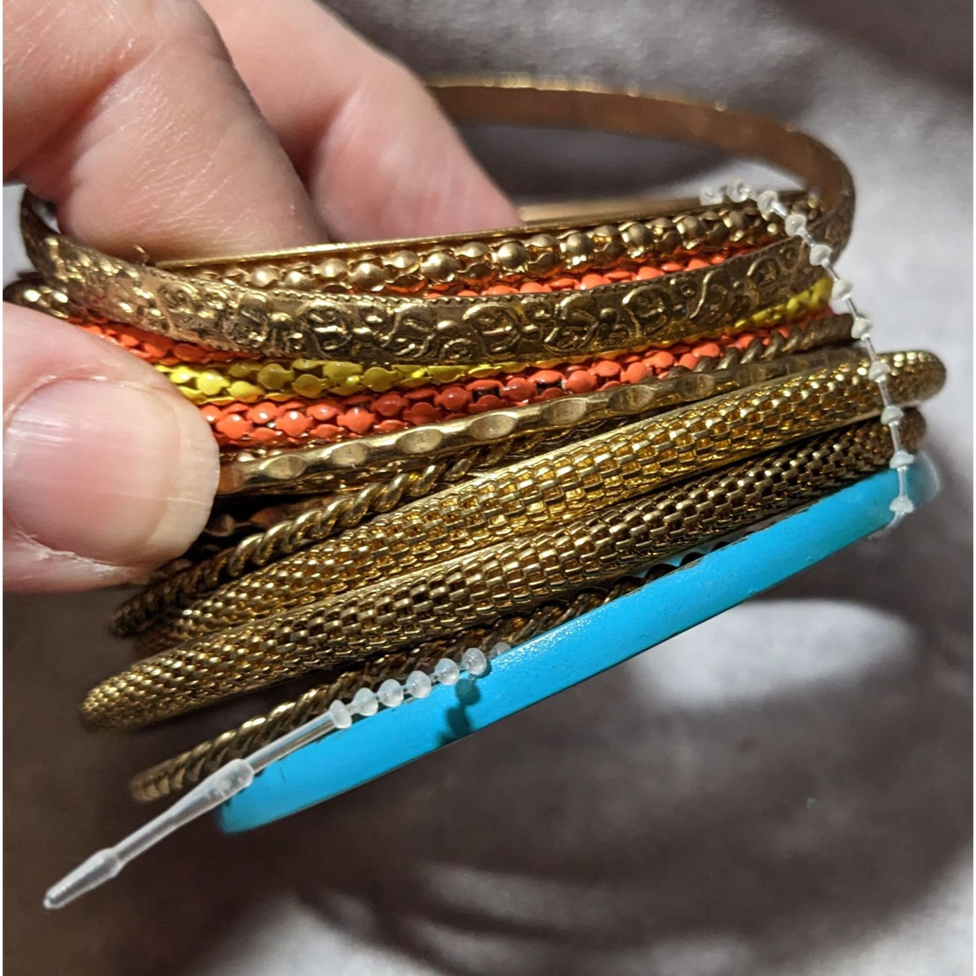 Other Gold Tone Orange And Blue Metal Bangle Bundle (11) Size ONE SIZE - 11 Thumbnail