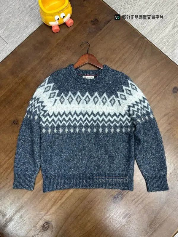 Brunello Cucinelli Brunello Cucinelli FW23 Knit Diamond Crewneck Sweater. Size US S / EU 44-46 / 1 - 4 Thumbnail