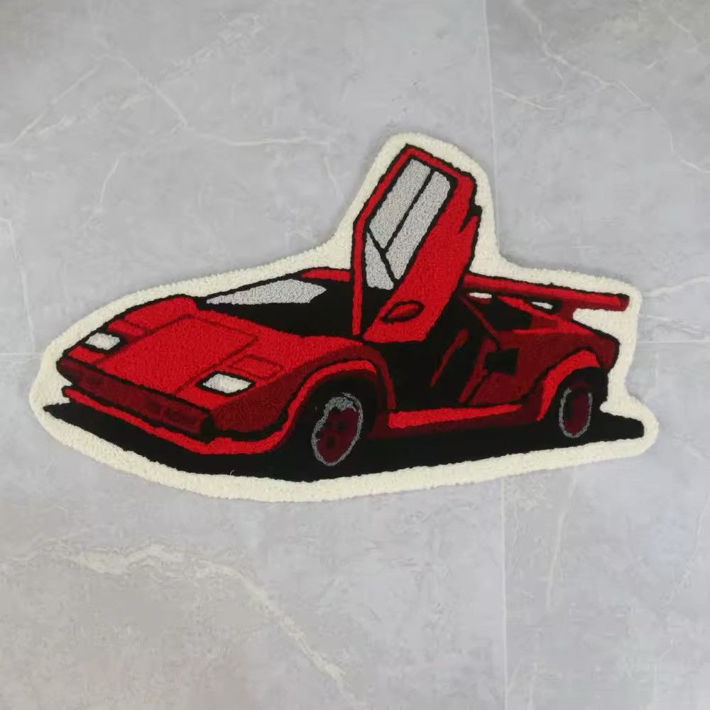Handmade Red Sport Car Plush Rug Bedroom Home Carpet Size ONE SIZE - 1 Thumbnail