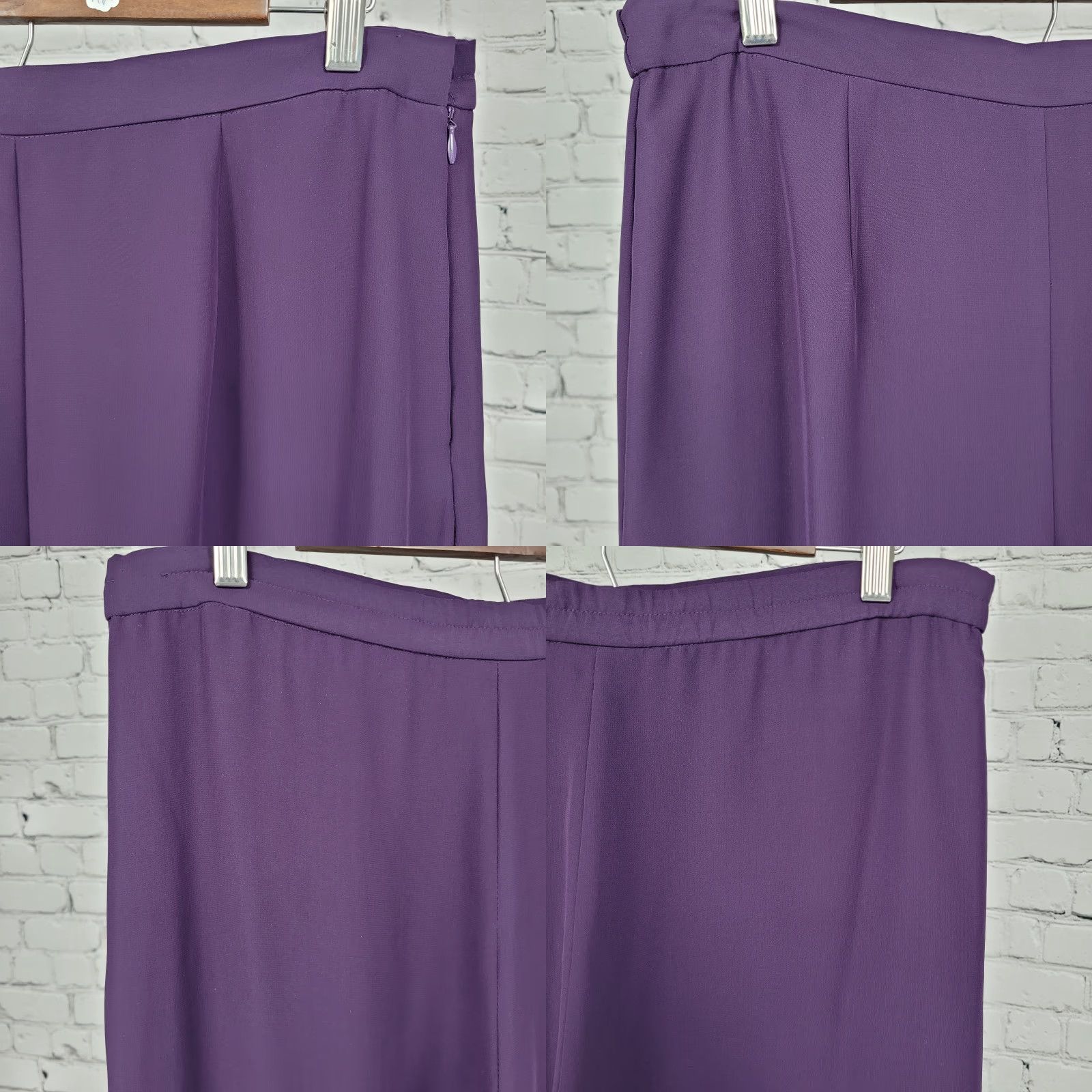 Coldwater Creek Coldwater Creek Pants Petite 12P Purple High Rise Wide Leg Side Slits Size 34" / US 12 / IT 48 - 8 Thumbnail