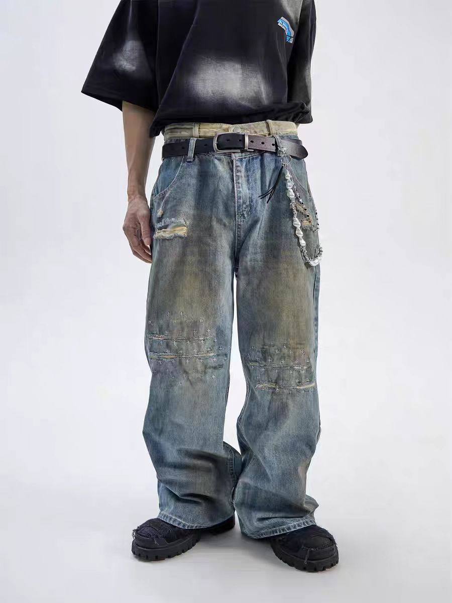 Other Double-waist straight-leg ripped jeans Size US 32 / EU 48 - 3 Thumbnail