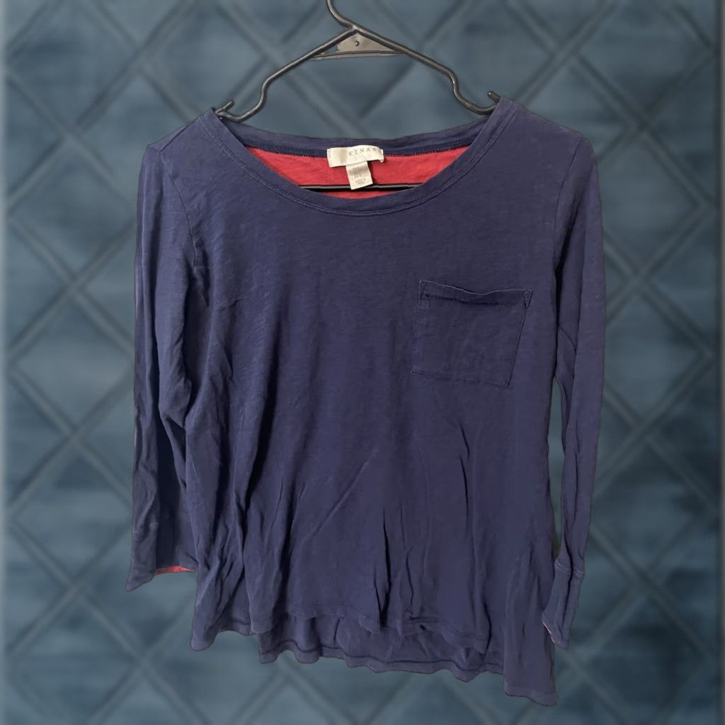 Vintage VINTAGE Kenar Women's T-Shirt Casual Cotton Modal Spandex Blue 3/4 Sleeve Round Neck S Size S / US 4 / IT 40 - 1 Thumbnail