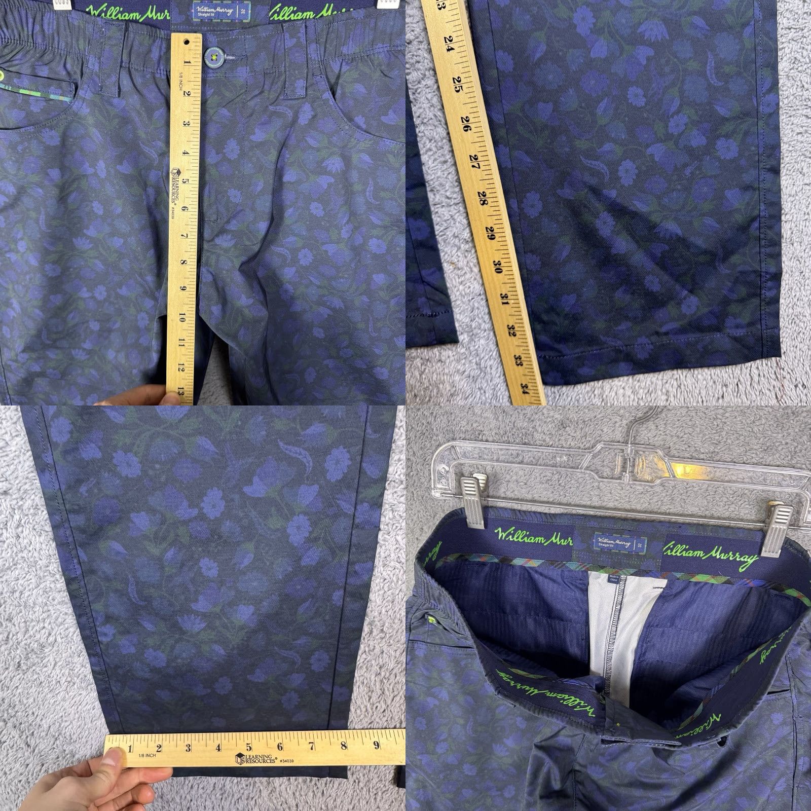 Gloverall William Murray Pants Mens 32x34 Floral Straight Fit Golf Wicking All Over Print Chino Casual Mens Size US 32 / EU 48 - 8 Thumbnail