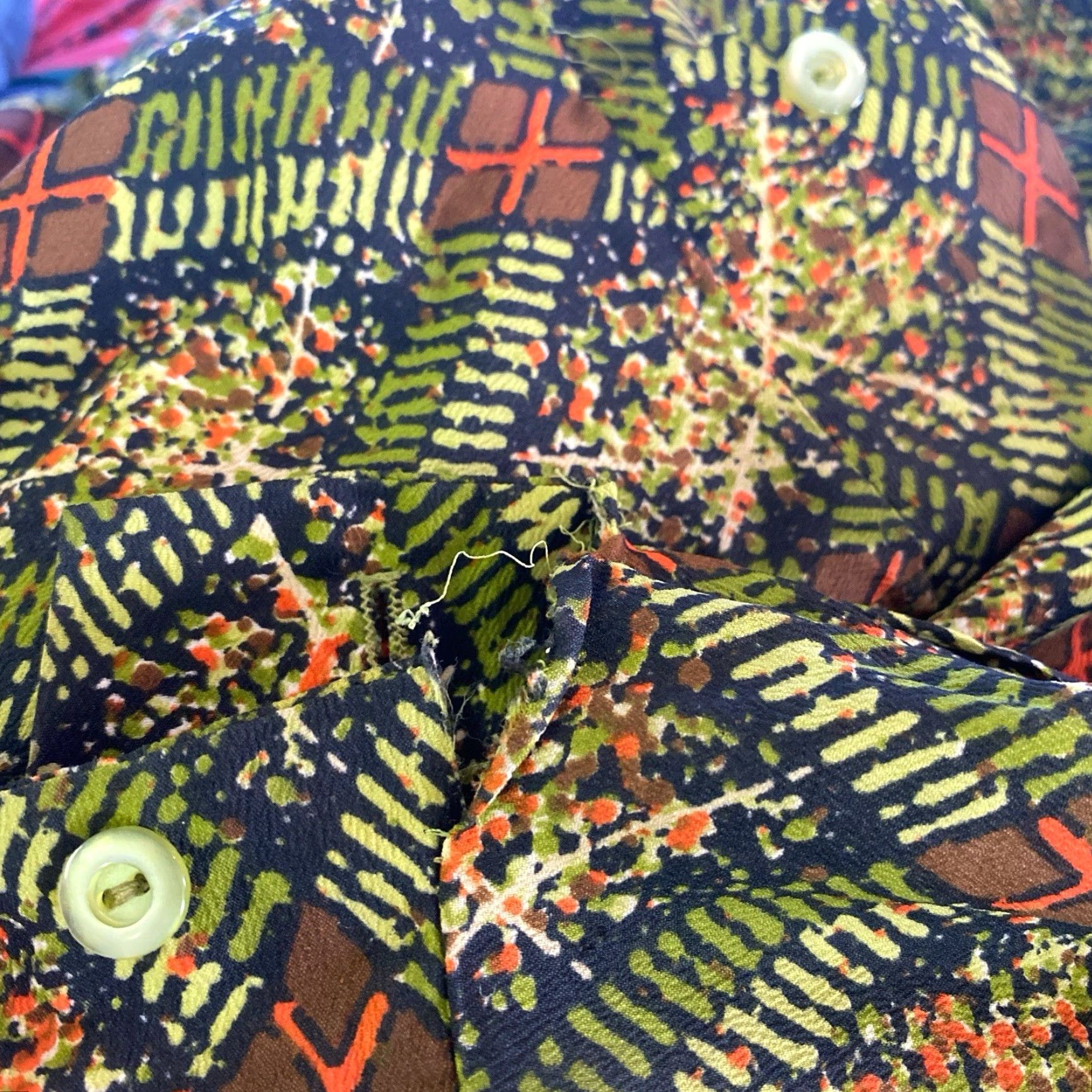 Vintage VINTAGE PYKETTES MOD Top Shirt Women S/M Green Floral Dagger Collar 70s 1970s Size S / US 4 / IT 40 - 5 Thumbnail