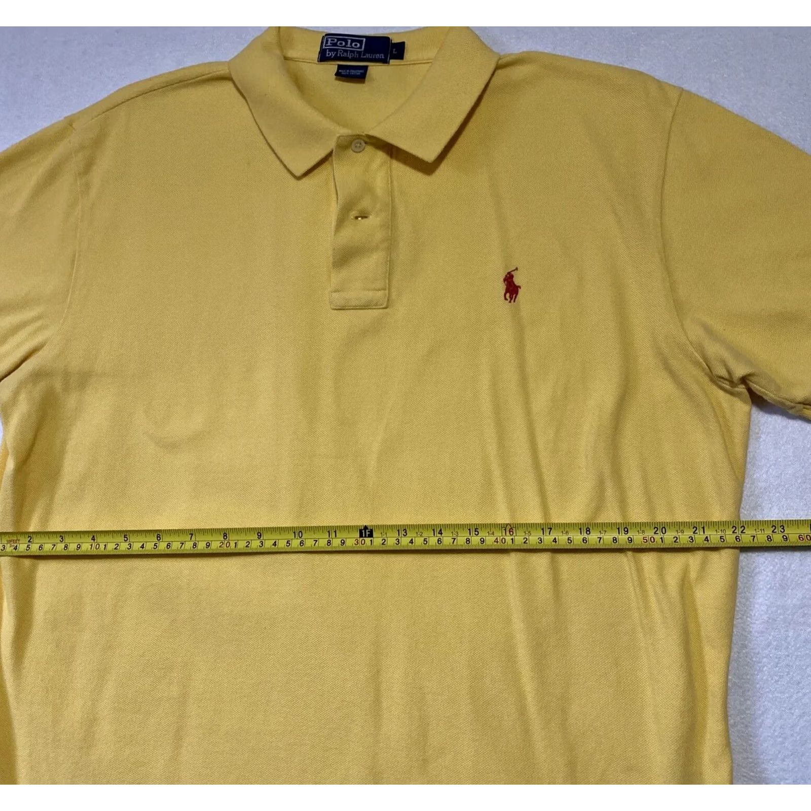 Polo Ralph Lauren Polo Ralph Lauren Polo Shirt Men's Short Sleeve L Cotton Yellow Solid Logo Classic 100% Cotton Regular Fit Size US L / EU 52-54 / 3 - 7 Thumbnail