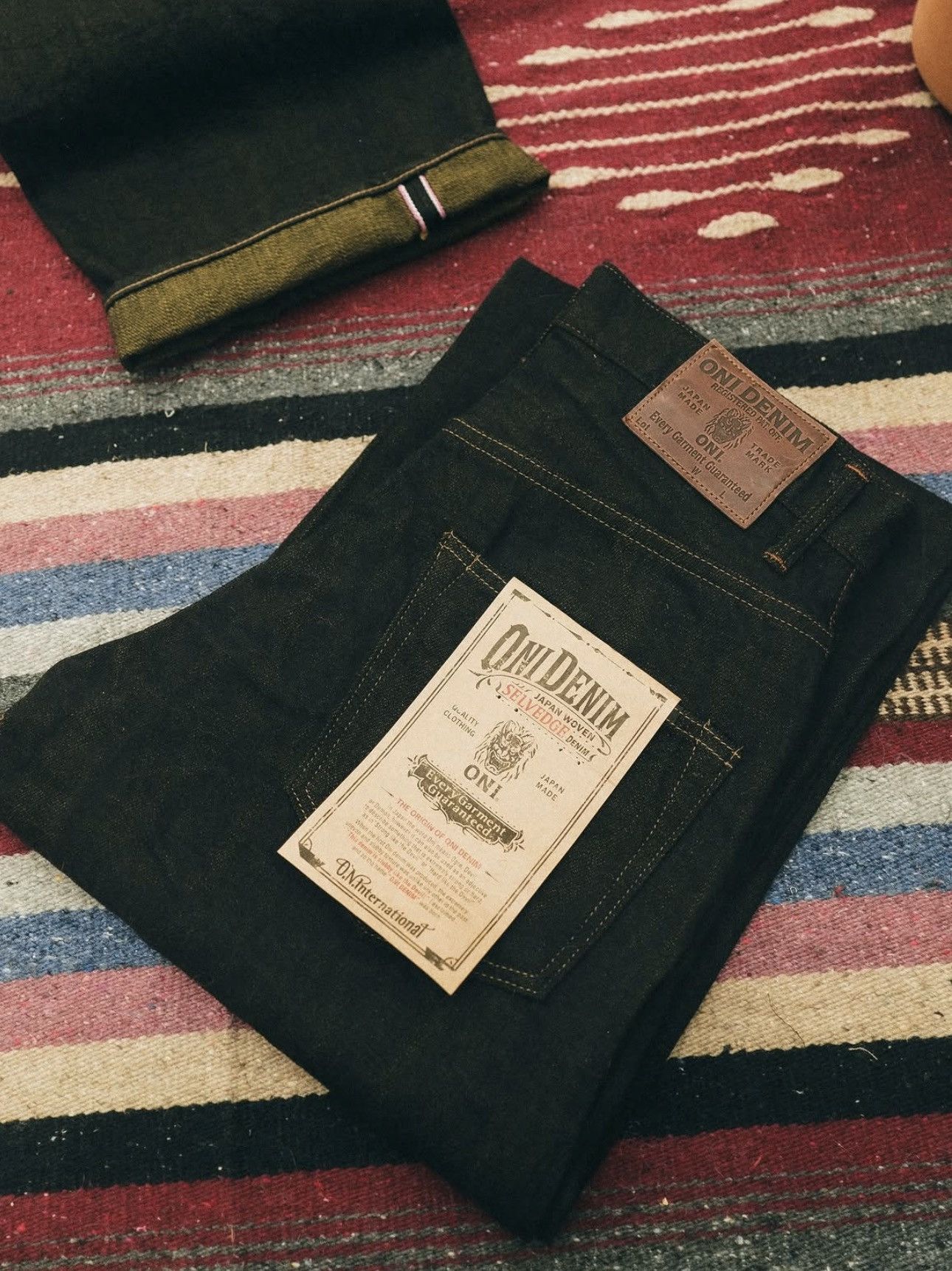 Oni ONI Denim 222-BKOL 12.5oz Black/Olive Wide Straight Jean W32 Size US 32 / EU 48 - 3 Thumbnail