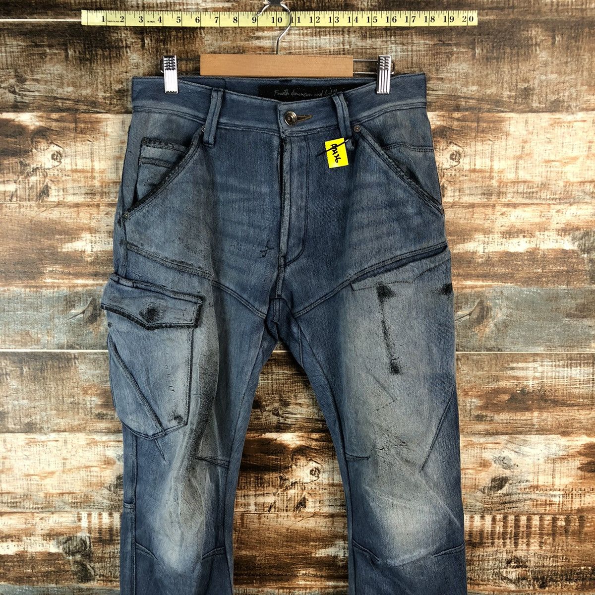 Japanese Brand Field Core Blue ripped Distressed Denim cargo Pants #A2126 Size US 29 - 4 Thumbnail