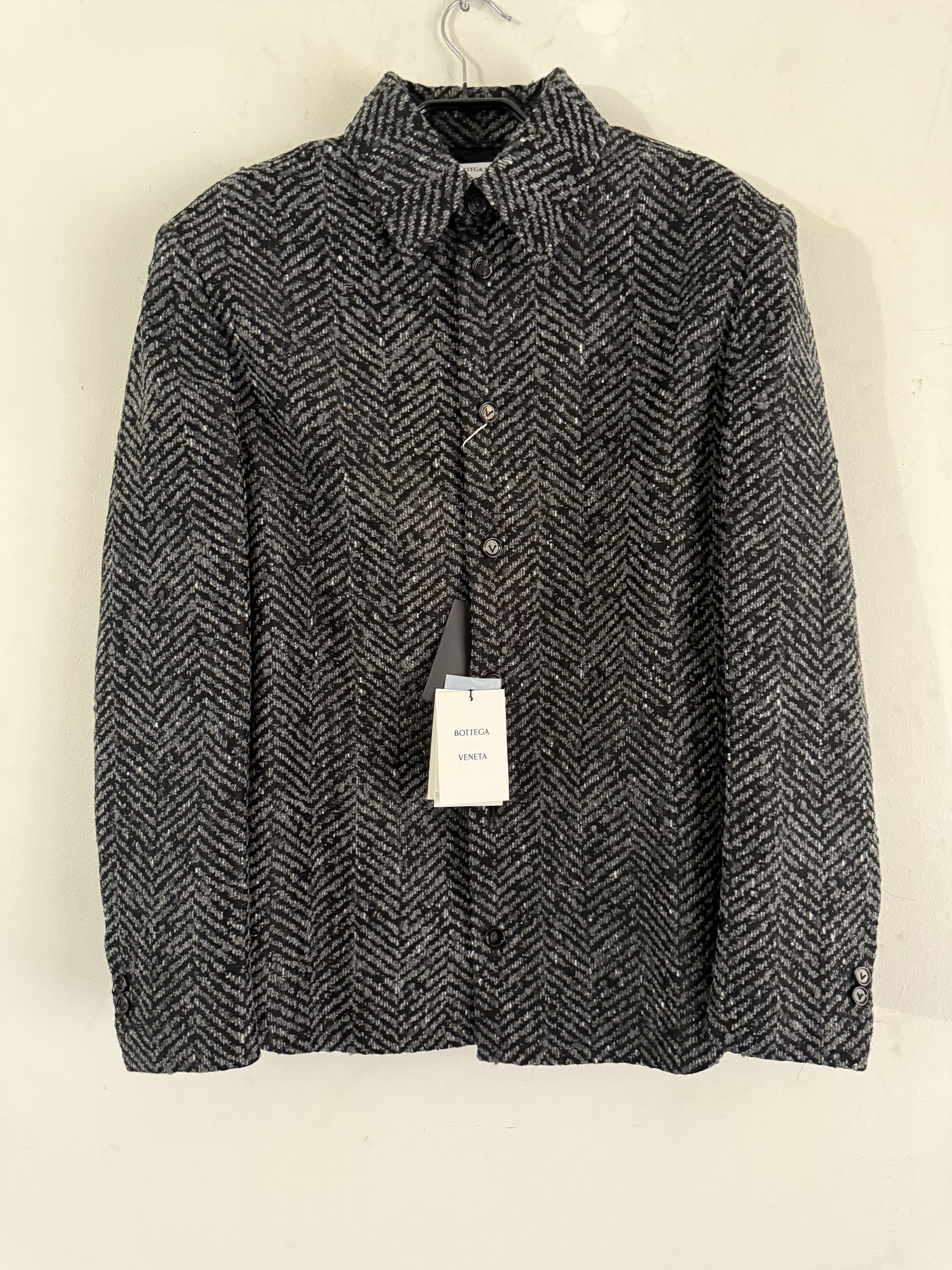 Bottega Veneta Herringbone Wool-Blend Overshirt/Jacket Size 42R - 2 Thumbnail