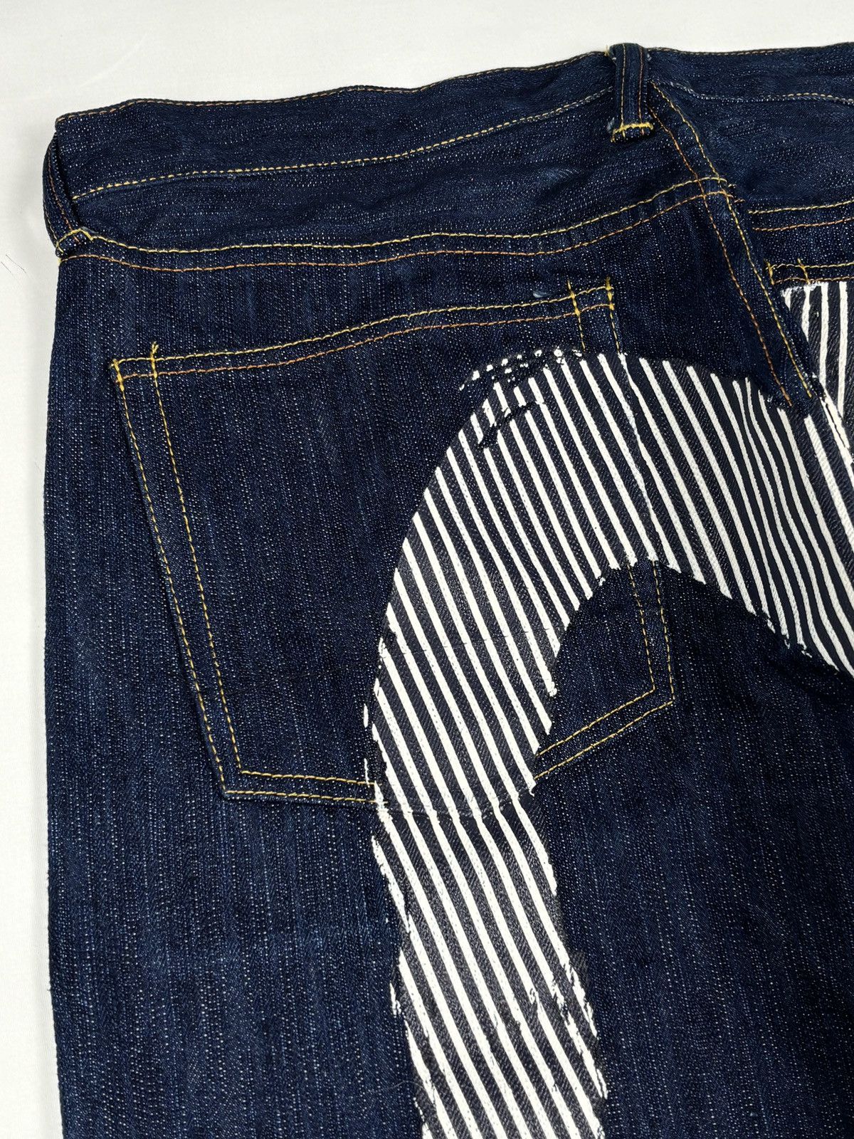 Evisu Striped Daicock Print Selvedged Jeans Size US 34 / EU 50 - 2 Thumbnail