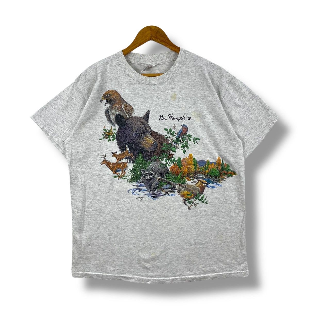 Vintage Vintage 90's NEW HAMPSHIRE Animals Habitat Graphic Tee Shirt Size US XL / EU 56 / 4 - 1 Thumbnail