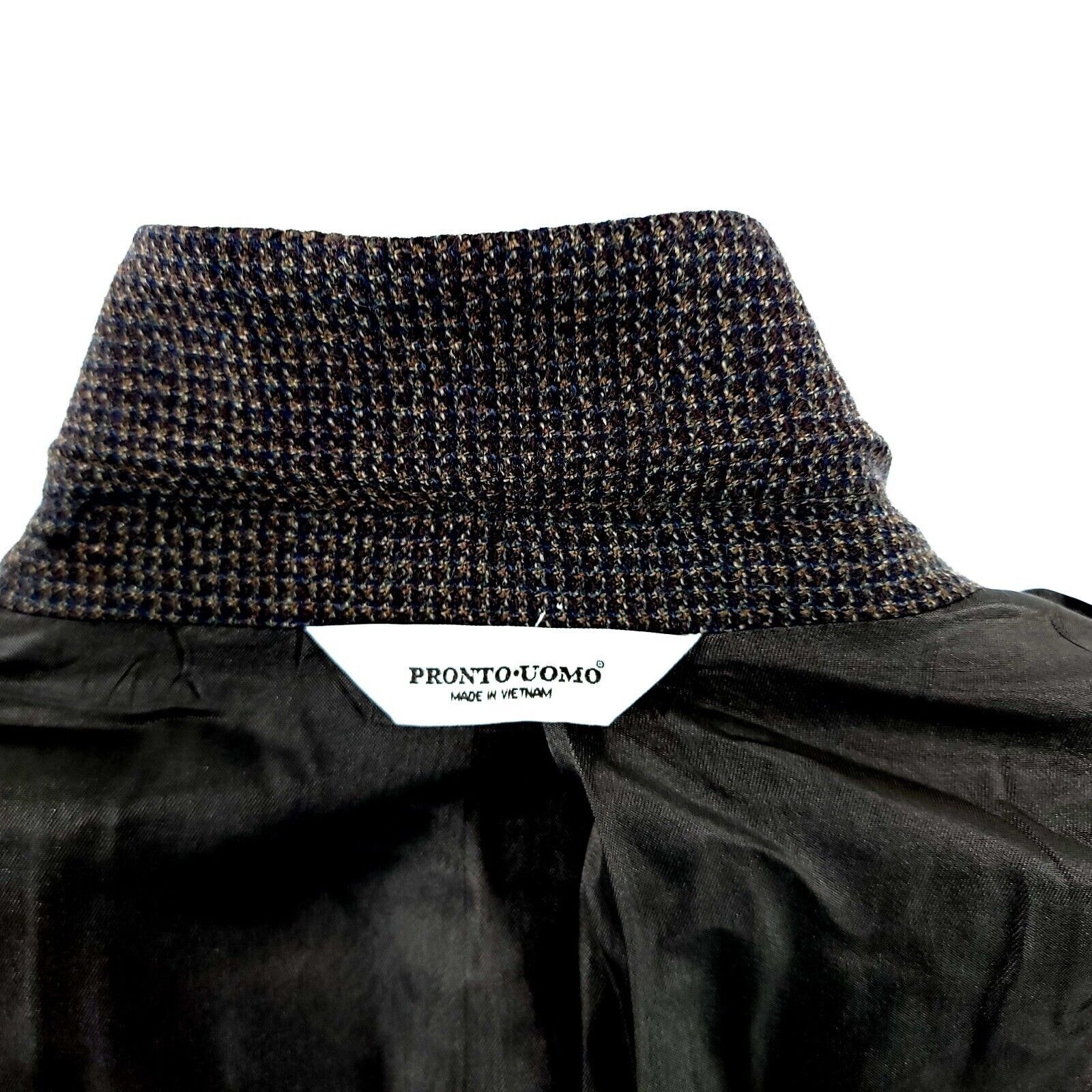 Pronto Uomo Pronto Uomo Tweed Wool 2 Button Sport Coat 44R Brown Blue Ta Size 44R - 13 Thumbnail