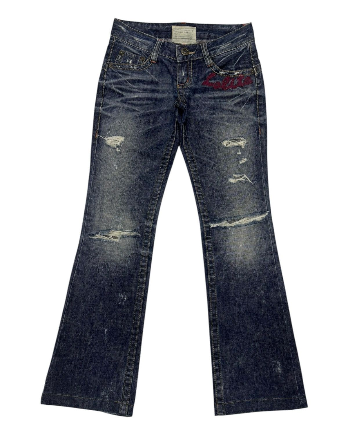 Beauty Beast × Japanese Brand Vintage Flare Jeans Lolita Brand Bootcut Distressed Denim Size 29" - 7 Thumbnail