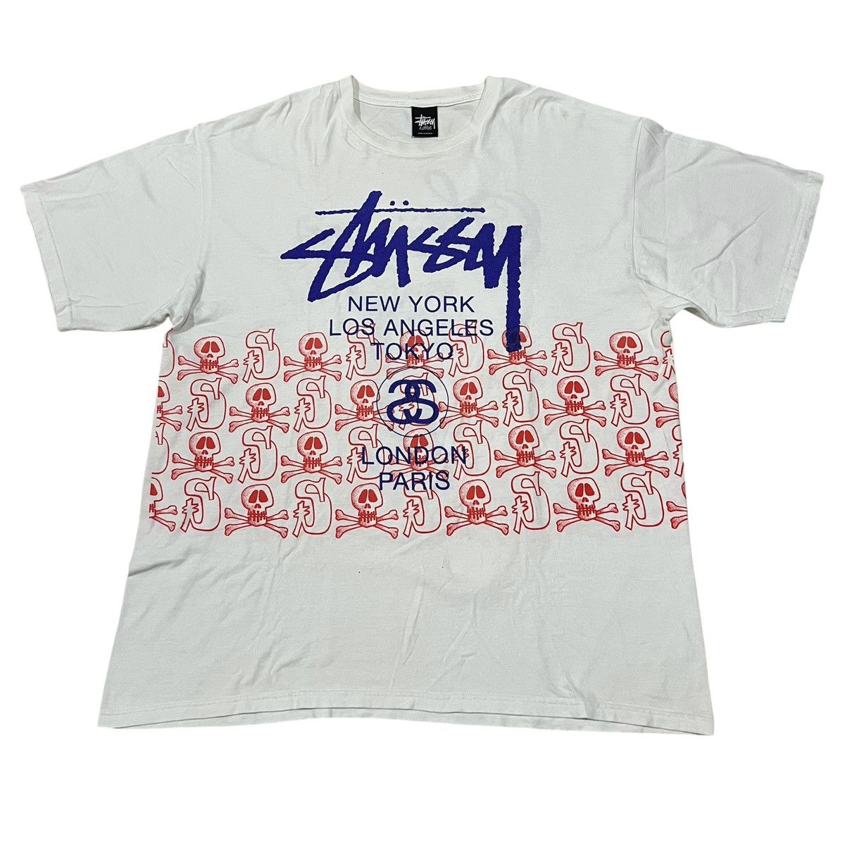 Stussy × Vintage Stussy Skull World Tour Tee Size US XL / EU 56 / 4 - 1 Thumbnail