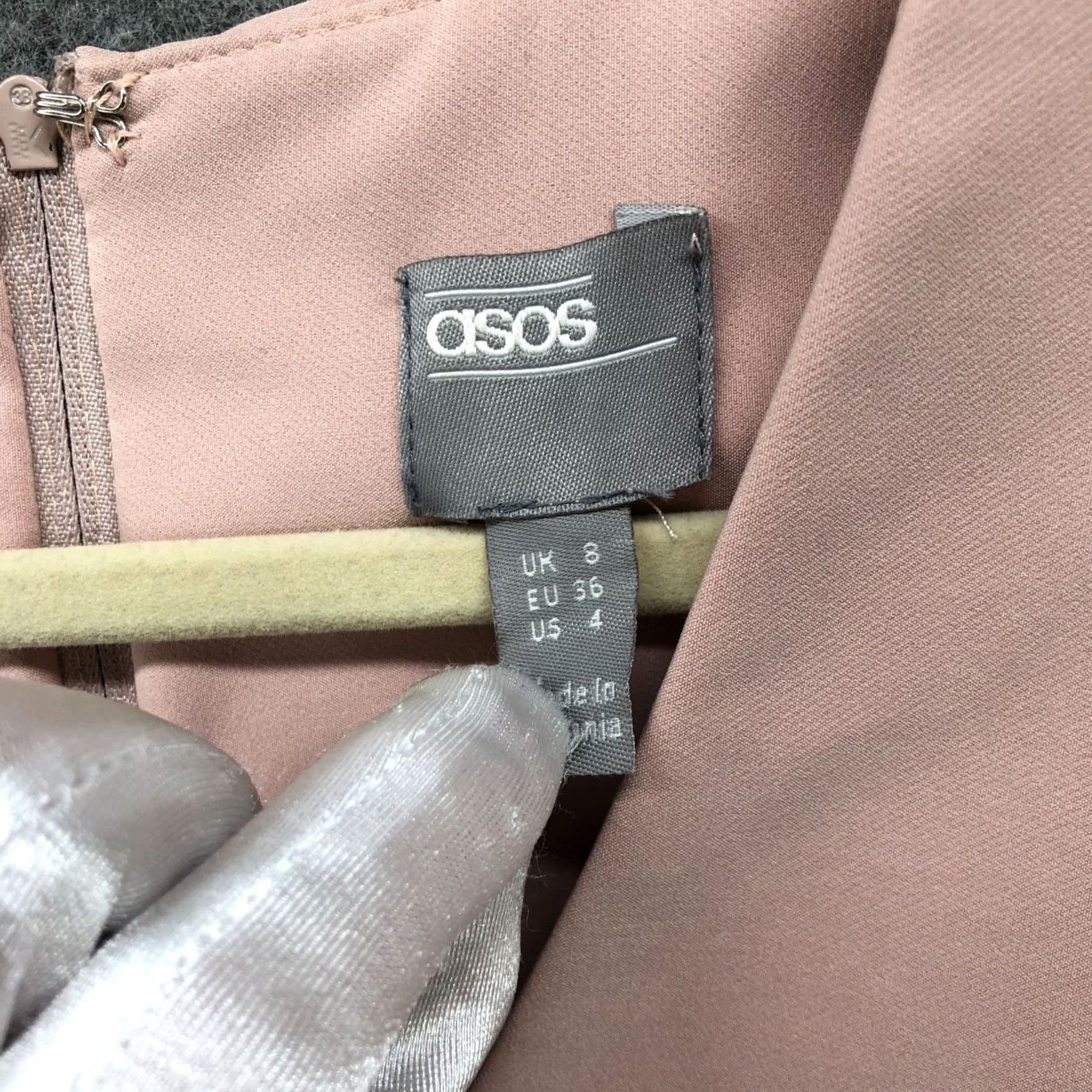 Asos ASOS Angel Sleeve Midi Pencil Dress Dusty Pink V-Neck Zip 4 Women Party Cocktail Formal Spring Summer 4 Women Size S / US 4 / IT 40 - 5 Thumbnail