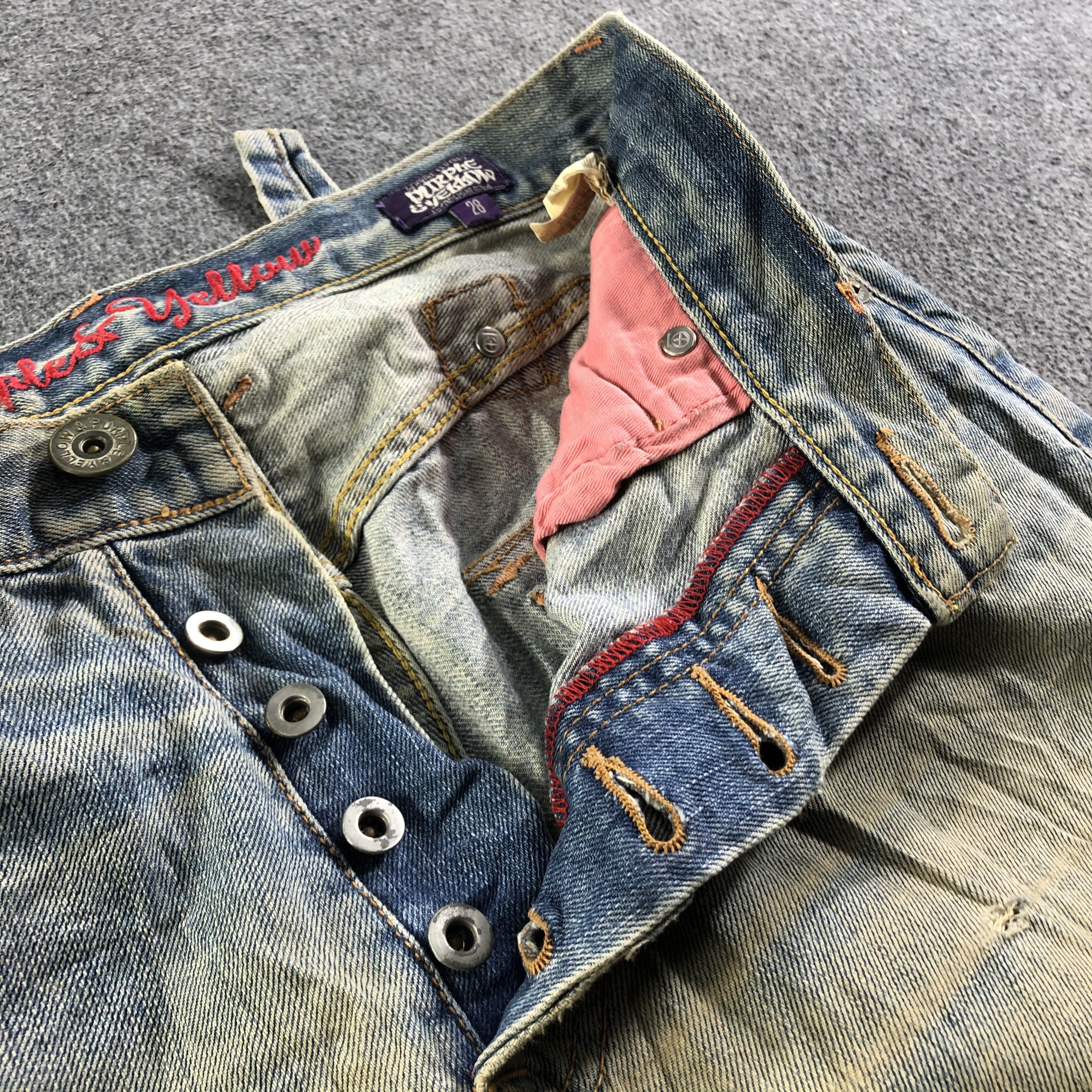 Japanese Brand Vintage Purple & Yellow Redline Jeans-J3846 Size US 32 / EU 48 - 10 Thumbnail