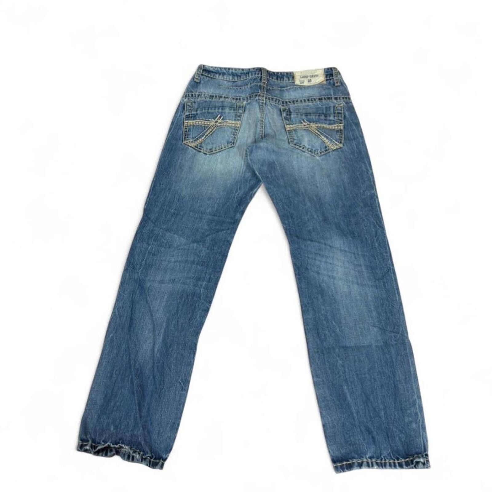 True Religion Camp David denim jeans with iconic embroidered back design. Size US 33 - 1 Thumbnail