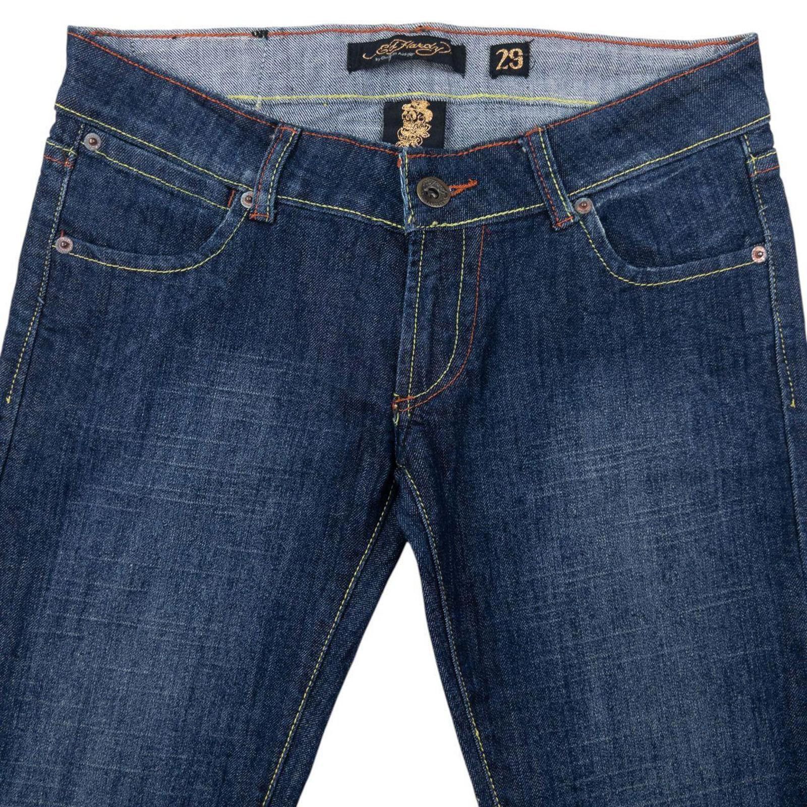 Ed Hardy Vintage 2000s Ed Hardy Skull Low Rise Denim Jeans Size W31 Size 31" - 4 Thumbnail