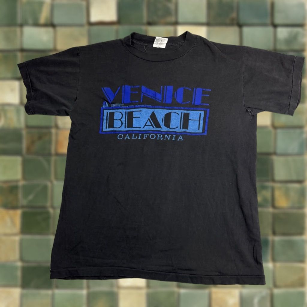 Vintage Unbranded T-Shirt Men’s M Regular Black California Venice Beach Graphic 80’s Stitch Short Sleeve Poster Mens Size US M / EU 48-50 / 2 - 1 Thumbnail