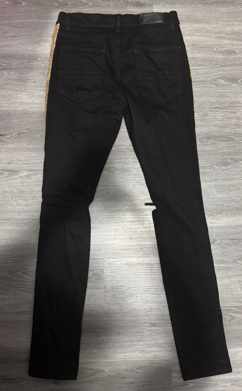 Amiri Amiri Gold Glitter Stripe Black Denim Jeans Size US 32 / EU 48 - 2 Thumbnail