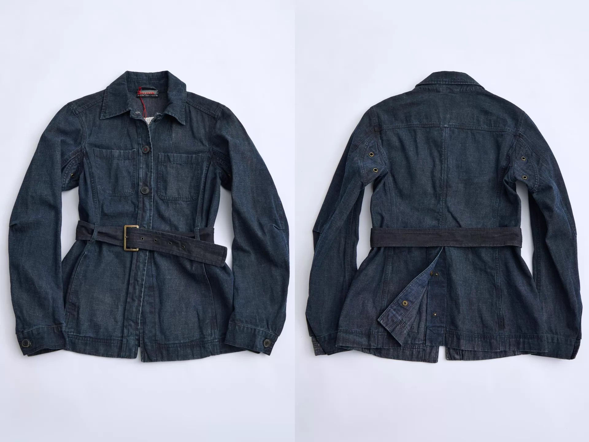 Prada PRADA 00s Linea Rossa Belted Denim Jacket Size M / US 6-8 / IT 42-44 - 8 Thumbnail