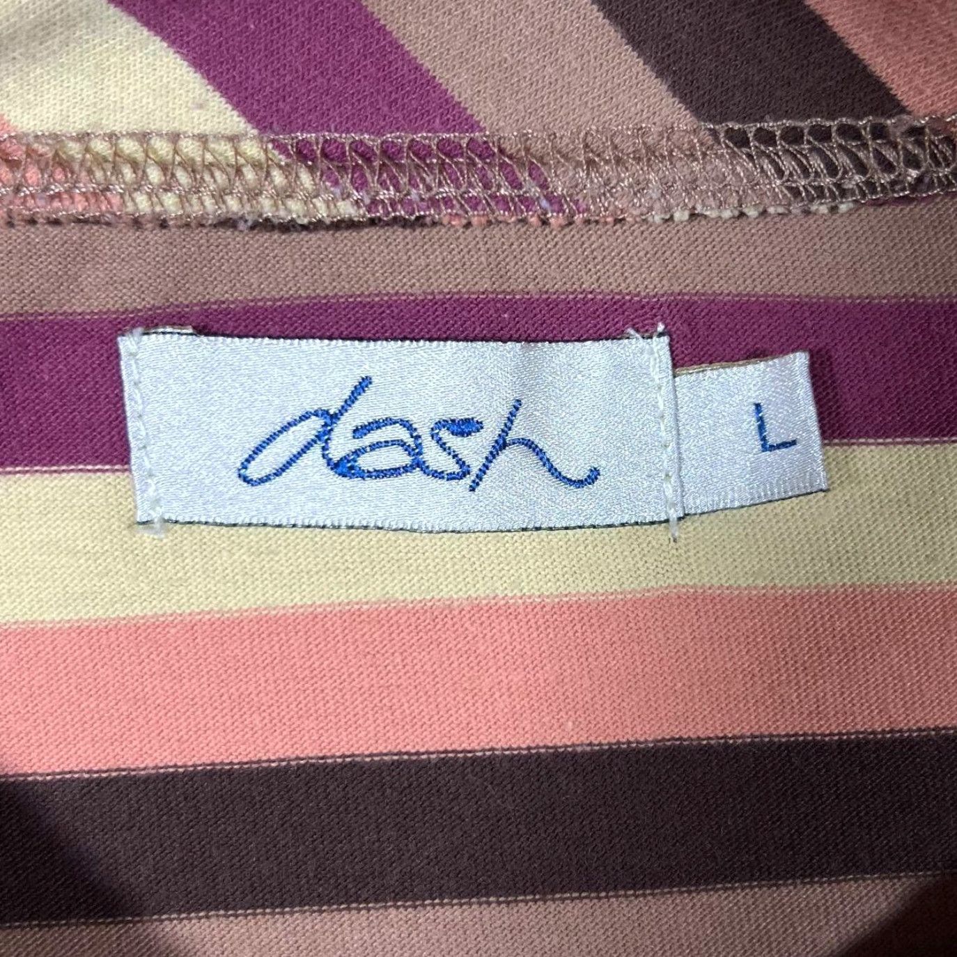 ASH DASH Early 00’s Essential Multi Colour Block Striped T-Shirt Women's L Knit Shirt Multicoloured Purple/Brown/Cream/Peach Mix Womens L Size L / US 10 / IT 46 - 4 Thumbnail