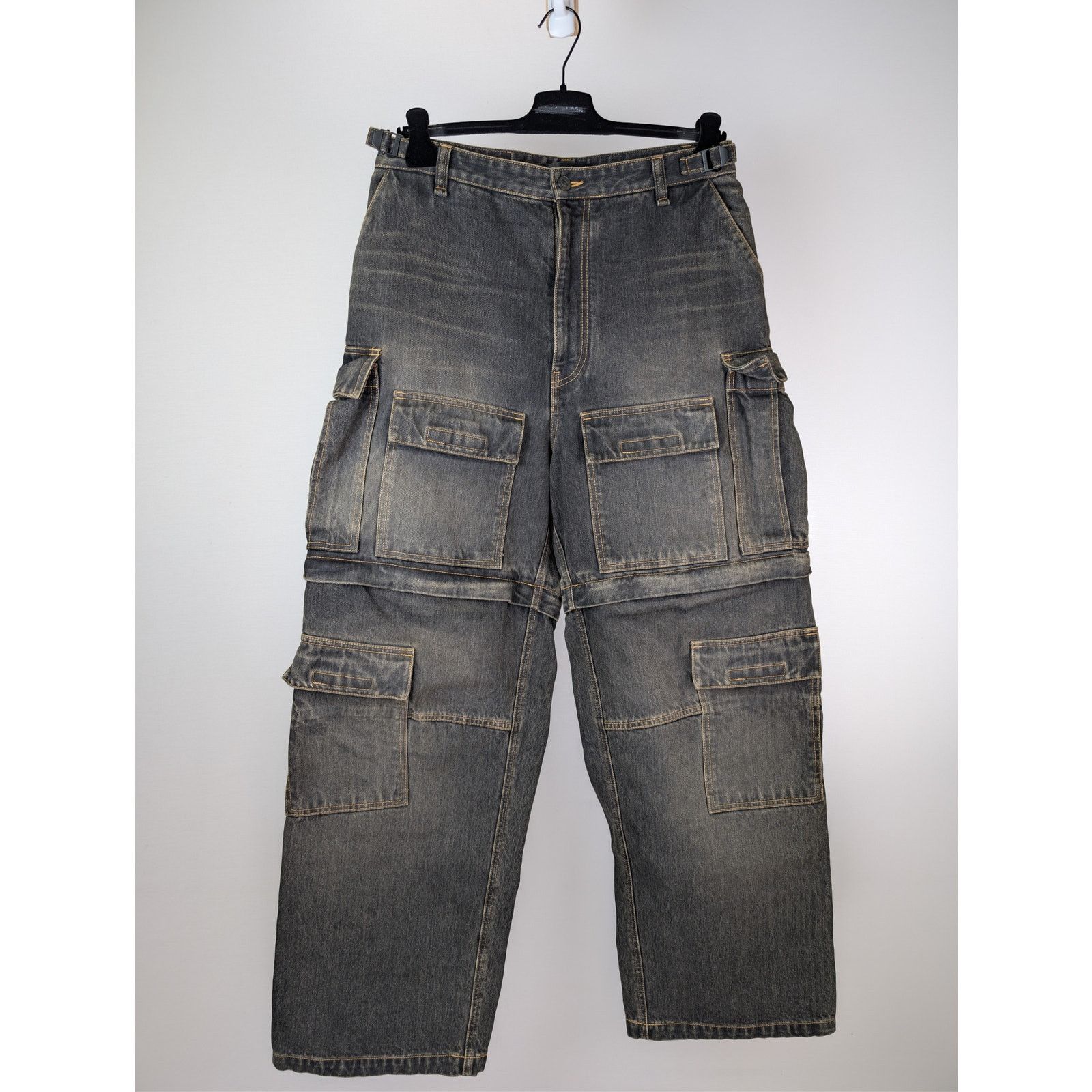 Balenciaga o1rshd1 Cargo Denim Trousers Pants in Washed Black Size US 34 / EU 50 - 2 Thumbnail