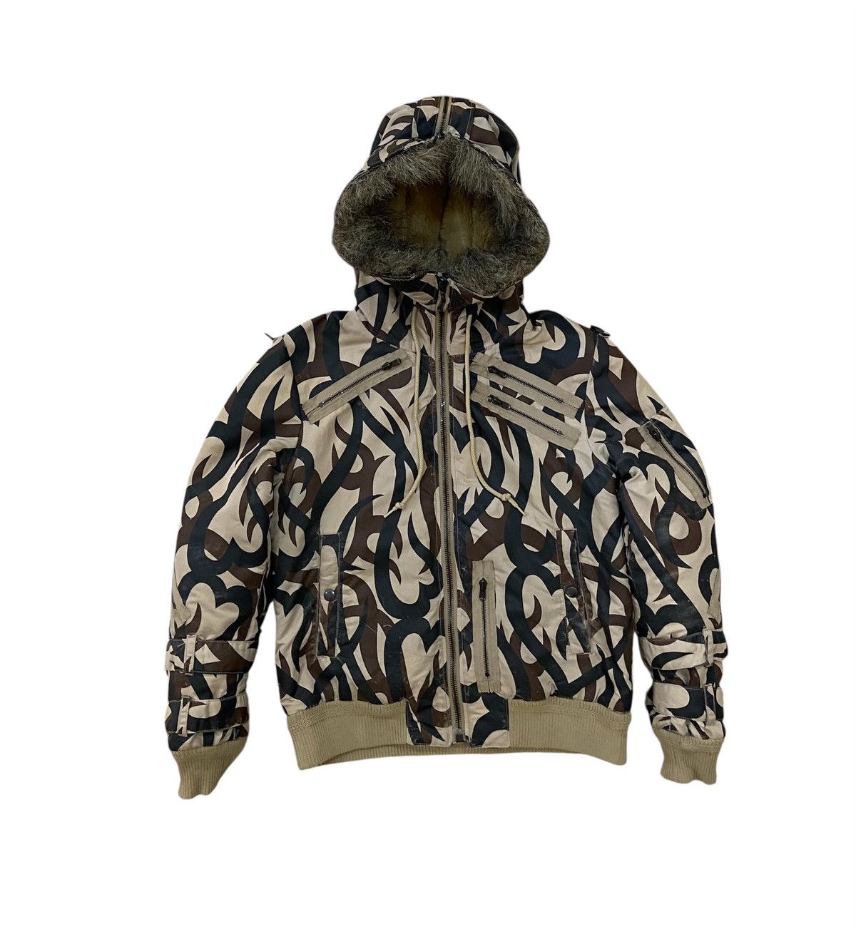 Number (N)ine AW04 NUMBER NINE TRIBAL CAMO PUFFER HOODED FAUX WINTERJACKET Size US S / EU 44-46 / 1 - 1 Thumbnail